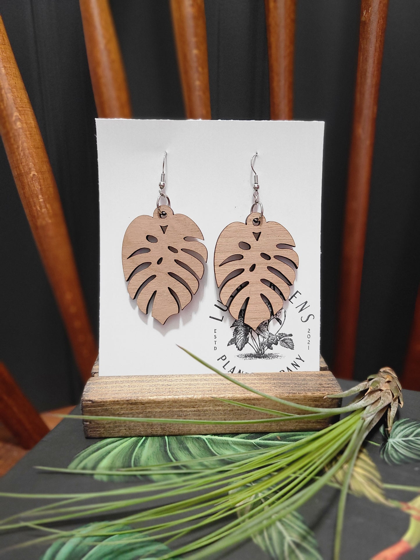 Handmade Wooden Earrings, Style #18 – Lush Greens Plant Co.