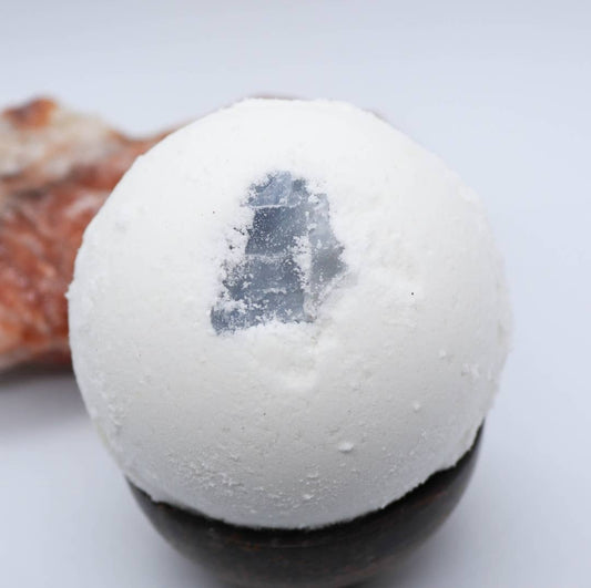 Sweet Peppermint Bath bomb with Raw Gemstone Lotus Lava